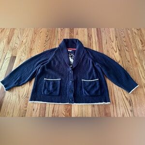 Anthropologie Maeve Seahorse Cardigan Sweater - 3X - Navy - EUC